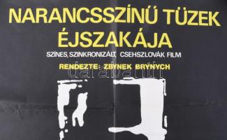 1976 Kőmíves István (1949-2007): Narancsszínű tüzek éjszakája, filmplakát / moziplakát, ofszet, papí...