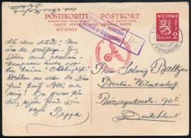 1940 Cenzúrázott díjjegyes levelezőlap Németországba / Censored PS-card to Germany