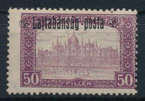 Nyugat-Magyarország III. 1921 Parlament 50f próbanyomat / proof. Sign: Bodor