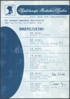 Születésnap Irodalmi Szalon emléklapjai aláírásokkal:Somlyó György, Bodor Pál, Bella István, Tüskés ...