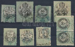 1869/1870 9 db okmánybélyeg, jobb értékek