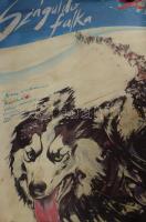 Futó Tamás (-): Száguldó falka, 1987 , kanadai filmplakát, ofszet, papír, jelzett a plakáton, Offset és Játékkártya Nyomda, feltekerve, kissé foltos, lapszéli kisebb szakadással, 80x56,5 cm