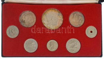 1967. 2f alpakka + 5f alpakka + 10f alpakka + 20f alpakka + 50f alpakka + 1Ft Ag + 2Ft Ag + 5Ft Ag, Artex Külkereskedelmi Vállalat "Kabinet sor" eredeti dísztokban! T:P patina / Hungary 1967. 2 Fillér + 5 Fillér + 10 Fillér + 20 Fillér + 50 Fillér + 1 Forint Ag + 2 Forint Ag + 5 Forint Ag, Artex "Cabinet set" in original box! C:P patina Adamo FO3