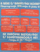 1976 Béke és barátság hónap filmprogramja, plakát, papír, Egyetemi Nyomda, Mokép, hajtásnyomokkal, kisebb lapszéli szakadásokkal, 82x56,5 cm