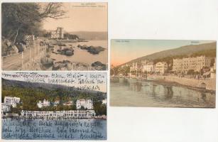 Abbazia, Opatija; 3 db RÉGI város képeslap / 3 pre-1945 town postcards
