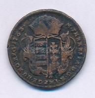 1763. Rézdénár "Mária Terézia / zárt korona" T:VF patina