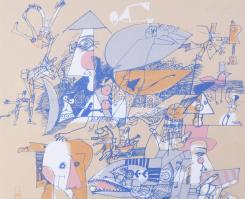 Würtz Ádám (1927-1994): Egy modell életrajza, 1988. Szitanyomat, papír, jelzett. Lapszéli elszíneződ...