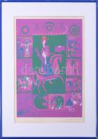 Würtz Ádám (1927-1994): Népmese, 1989. Szitanyomat, papír, jelzett. Számozott (34/100). Üvegezett keretben. 40x27 cm