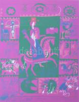 Würtz Ádám (1927-1994): Népmese, 1989. Szitanyomat, papír, jelzett. Számozott (34/100). Üvegezett ke...