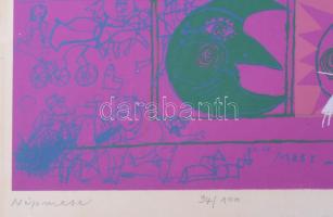 Würtz Ádám (1927-1994): Népmese, 1989. Szitanyomat, papír, jelzett. Számozott (34/100). Üvegezett ke...