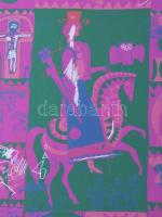 Würtz Ádám (1927-1994): Népmese, 1989. Szitanyomat, papír, jelzett. Számozott (34/100). Üvegezett ke...