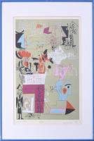 Würtz Ádám (1927-1994): Malmozók, 1989. Szitanyomat, papír, jelzett. Számozott (38/100). Üvegezett keretben. 39x27 cm