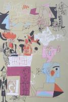 Würtz Ádám (1927-1994): Malmozók, 1989. Szitanyomat, papír, jelzett. Számozott (38/100). Üvegezett k...