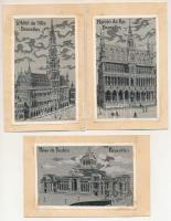 Brussels, Bruxelles; 3 pre-1945 embroidered postcards: Maison du Roi, Palais de Justice, L'Hotel de Ville in paper case