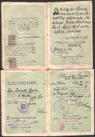 1925-1957 Horváth Gyula és Gyuláné 3 db útlevele (kettő Magyar Királyság, egy Magyar Népköztársaság ...