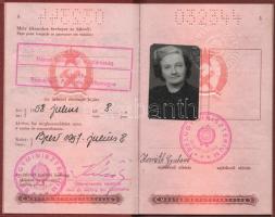 1925-1957 Horváth Gyula és Gyuláné 3 db útlevele (kettő Magyar Királyság, egy Magyar Népköztársaság ...