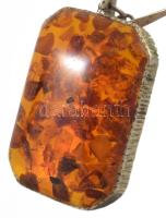 Design nyaklánc befoglalt borostyánnal, medál, 4,5x3 cm