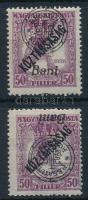 Nagyvárad 1919 Zita 50f 2 db bélyeg, az egyik fordított felülnyomattal / with inverted overprint Signed: Bodor