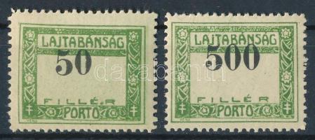 Nyugat-Magyarország VII. 1921 Portó 50f és 500f elcsúszott értékszámokkal Signed: Bodor