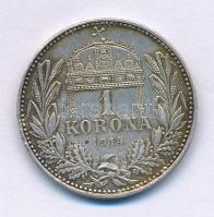 1914KB 1K Ag "Ferenc József" T:AU,XF patina Adamo K5.1