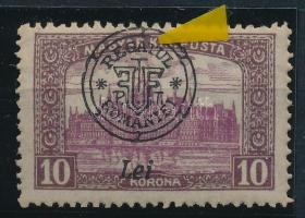 Nagyvárad 1919 Parlament 10K hiányos "T" betűvel a felülnyomatban / with plate variety Signed: Bodor