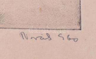 Novák Lajos (1927-1989): Télen (Dunakanyar). Rézkarc, papír, jelzett. Üvegezett fakeretben, 24×29 cm