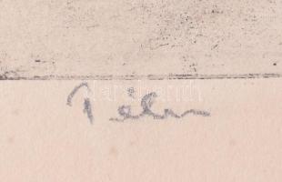 Novák Lajos (1927-1989): Télen (Dunakanyar). Rézkarc, papír, jelzett. Üvegezett fakeretben, 24×29 cm