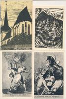 12 db MODERN metszet reprodukciós képeslap / 12 modern engraving art postcards