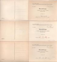 3 db MODERN Sopron-környéki kihajtható részvételi jegy és képeslap VOLÁN busz járatra (1968) / 3 mod...