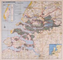 1953 De Stormvloed van 1 Februari 1953 / Az 1953-as északi-tengeri árvíz, holland térkép, 1 : 250.000, 47x50 cm