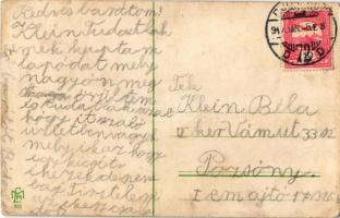 1917 Judaica art postcard, Jewish men drinking. litho (EK)