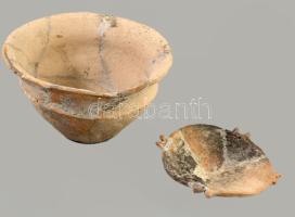 Tál és edény. Feltehetően magyar, vaskor, restaurált, d: 15 cm, 20x11 cm /// Bowl and vessel. Presumably Hungarian, Iron Age, restored, d: 15 cm, 20×11 cm