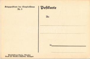 Das englische 42-cm-Geschütz. Kriegspostkarte des Simplicissimus Nr. 5. Druck von Strecker &amp;...