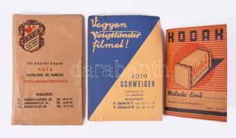 3 db régi fotótasak, bennük vegyes negatívokkal