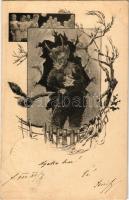 1900 Krampusz / Krampus. Br. K. W. I. Fec. Ch. Scolik