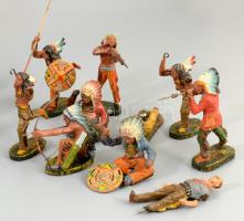 cca 1930/40 Lineol és Elastolin német 35 darabos játékfigura gyűjtemény, közte katonafigurákkal, köz...