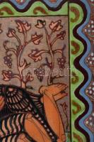 Stefániay Edit (1936-): Szerelmesek. Tűzzománc kép, kissé hiányos fa táblán, jelzett a hátoldalon, 2...