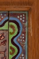 Stefániay Edit (1936-): Szerelmesek. Tűzzománc kép, kissé hiányos fa táblán, jelzett a hátoldalon, 2...