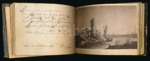 1813-1824 Régi emlékkönyv, az első lapon "Stam-buch" [Stammbuch: emlékkönyv] feliratú képp...