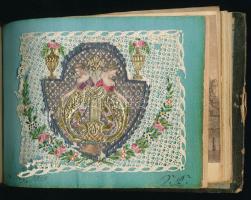 1813-1824 Régi emlékkönyv, az első lapon "Stam-buch" [Stammbuch: emlékkönyv] feliratú képp...