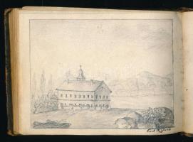 1813-1824 Régi emlékkönyv, az első lapon "Stam-buch" [Stammbuch: emlékkönyv] feliratú képp...