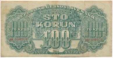 Csehszlovákia 1944. 100K "AM 836277" T:F Czechoslovakia 1944. 100 Korun "AM 836277" C:F Krause 48.