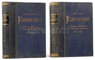 Koréh Endre: ,,Erdélyért". A székely hadosztály és dandár története 1918-1919. I-II. kötet. Bp., [1930], Makkay Zoltán (Fráter és Társa-ny.), 241+(3) p.; 230+(2) p. Második kiadás. Kiadói aranyozott félbőr-kötés, kissé kopottas borítókkal, helyenként kissé foltos lapokkal.