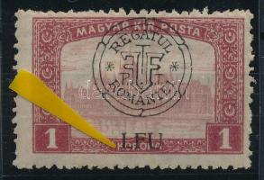 Kolozsvár 1919 Parlament 1K "LFU" lemezhibával / with plate variety Signed: Bodor