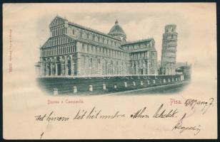 1899 Pisa, Hegedűs László (1870-1911) festőművész saját kezűleg megírt, aláírt képeslapja, ázásnyomokkal