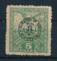 Debrecen II. 1920 5f fordított felülnyomással, Bodor vizsgálójellel