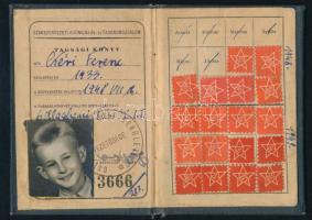 1948 Szakszervezeti Ifjúmunkás- és Tanoncmozgalom fényképes tagsági könyv, bélyegekkel