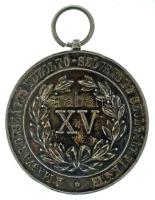 1900 k. "A Magyar Országos Tűzoltó Szövetség XV éves Szolgálati Érme" peremen jelzett Ag kitüntetés mellszalag nélkül (16,15g/0.800/37mm) T:AU patina