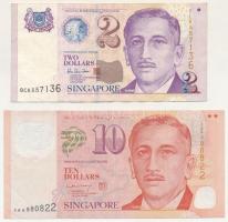 Szingapúr DN 2$ + DN 10$ polimer T:F Singapore ND 2 Dollars + ND10 Dollars polymer C:F Krause P#46, P#48