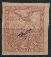 Debrecen II. 1920 Vágott 3f próbanyomat gépszín átnyomattal / Mi 77 imperforate proof. with machine offset Sign: Bodor